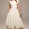 Debutante Ivory Moire Satin Midi Dress Debutante Ivory Moire Satin Midi Dress