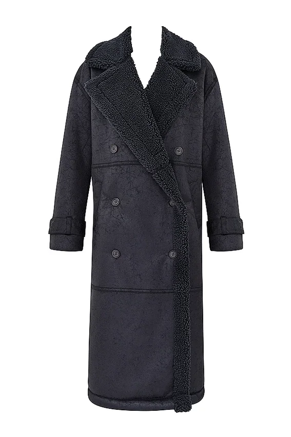 Deiji Grey Vegan Shearling Coat Deiji Grey Vegan Shearling Coat