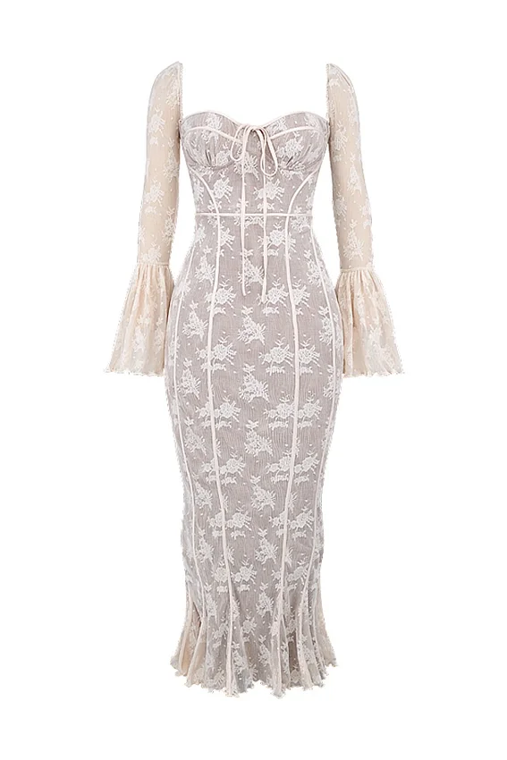 Delilah Vintage Cream Lace Maxi Dress Delilah Vintage Cream Lace Maxi Dress