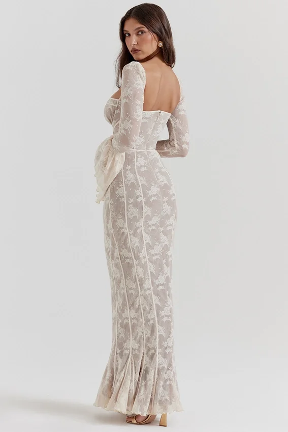 Delilah Vintage Cream Lace Maxi Dress Delilah Vintage Cream Lace Maxi Dress