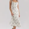 Dionne Cream Daisy Print Stretch Cotton Midi Dress Dionne Cream Daisy Print Stretch Cotton Midi Dress