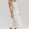 Dionne Cream Daisy Print Stretch Cotton Midi Dress Dionne Cream Daisy Print Stretch Cotton Midi Dress