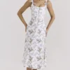 Dionne Off White Floral Print Cotton Midi Dress Dionne Off White Floral Print Cotton Midi Dress
