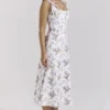 Dionne Off White Floral Print Cotton Midi Dress Dionne Off White Floral Print Cotton Midi Dress