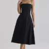 Dolly Black Cotton Flared Midi Sundress Dolly Black Cotton Flared Midi Sundress
