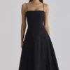 Dolly Black Cotton Flared Midi Sundress Dolly Black Cotton Flared Midi Sundress