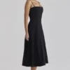 Dolly Black Cotton Flared Midi Sundress Dolly Black Cotton Flared Midi Sundress