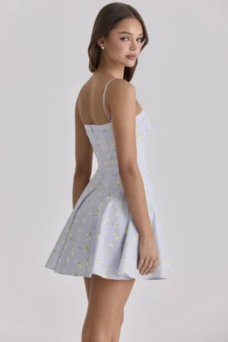 Dolly Blue Wildflower Floral Print Cotton Mini Sundress Dolly Blue Wildflower Floral Print Cotton Mini Sundress