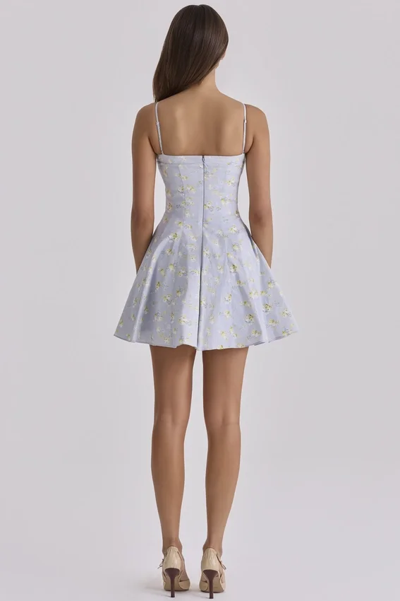 Dolly Blue Wildflower Floral Print Cotton Mini Sundress Dolly Blue Wildflower Floral Print Cotton Mini Sundress