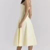 Dolly Lemon Stretch Cotton A-Line Midi Sundress