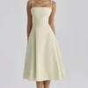 Dolly Matcha Green Cotton Flared Midi Sundress