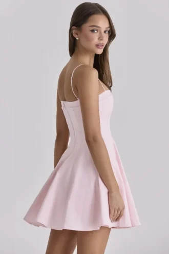 Dolly Pink Cotton Flared Mini Sundress Dolly Pink Cotton Flared Mini Sundress