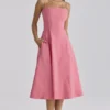 Dolly Raspberry Cotton Flared Midi Sundress Dolly Raspberry Cotton Flared Midi Sundress