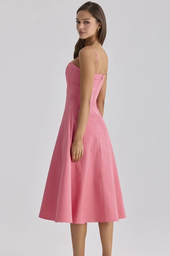 Dolly Raspberry Cotton Flared Midi Sundress Dolly Raspberry Cotton Flared Midi Sundress
