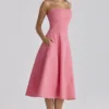 Dolly Raspberry Cotton Flared Midi Sundress Dolly Raspberry Cotton Flared Midi Sundress