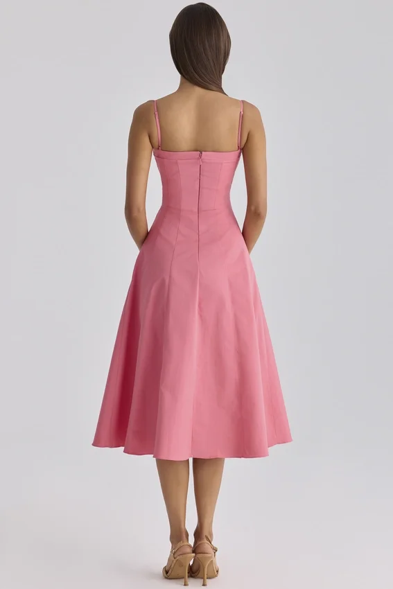 Dolly Raspberry Cotton Flared Midi Sundress Dolly Raspberry Cotton Flared Midi Sundress