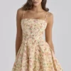 Dolly Warm Rose Print Cotton Flared Mini Sundress