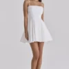 Dolly White Cotton Flared Mini Sundress