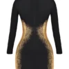 Domenica Black & Gold Foil Print Mini Dress Domenica Black & Gold Foil Print Mini Dress