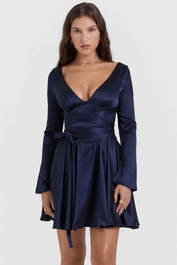 Dominique Navy Plunge Mini Dress Dominique Navy Plunge Mini Dress