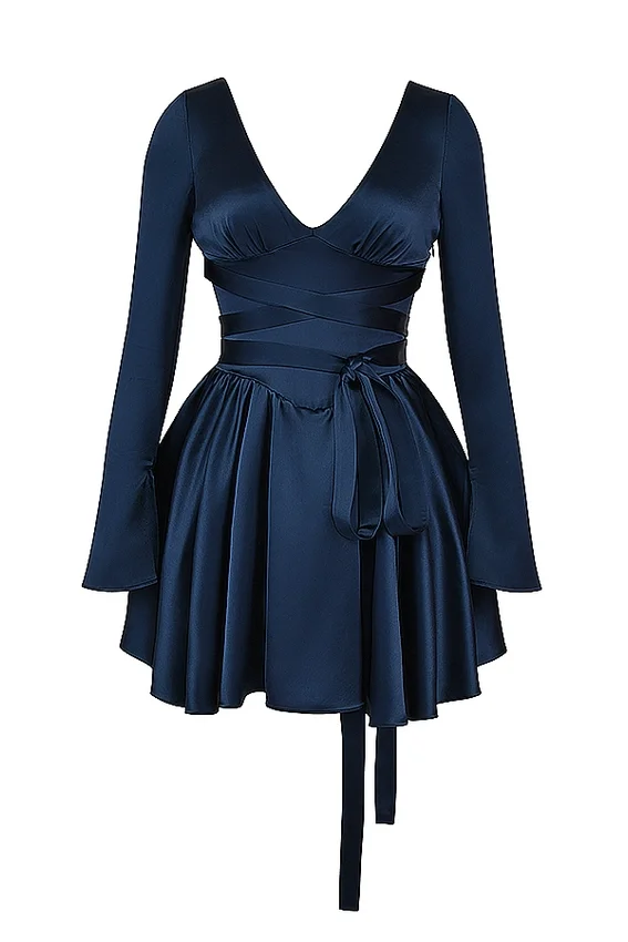 Dominique Navy Plunge Mini Dress Dominique Navy Plunge Mini Dress