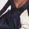Dominique Navy Plunge Mini Dress Dominique Navy Plunge Mini Dress