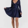 Dominique Navy Plunge Mini Dress Dominique Navy Plunge Mini Dress