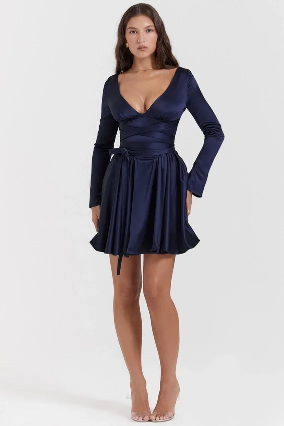 Dominique Navy Plunge Mini Dress Dominique Navy Plunge Mini Dress