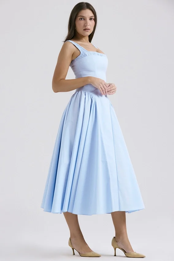 Dorothy Italian Azure Cotton Midi Sundress Dorothy Italian Azure Cotton Midi Sundress