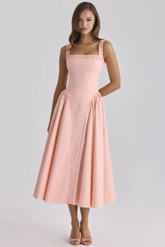Dorothy Peach Cotton Midi Sundress Dorothy Peach Cotton Midi Sundress