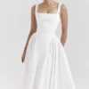 Dorothy White Cotton Midi Sundress