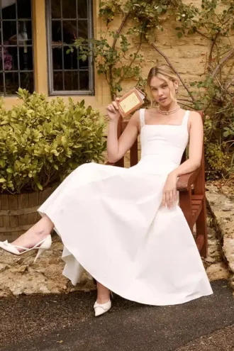 Dorothy White Cotton Midi Sundress