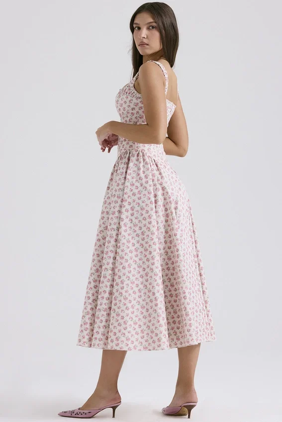 Dorothy White Rosebud Print Cotton Midi Sundress Dorothy White Rosebud Print Cotton Midi Sundress
