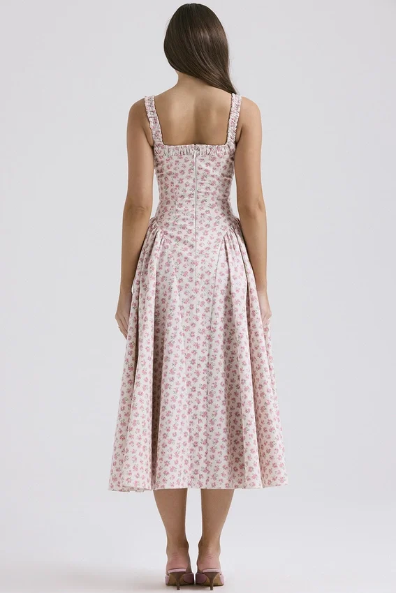 Dorothy White Rosebud Print Cotton Midi Sundress Dorothy White Rosebud Print Cotton Midi Sundress