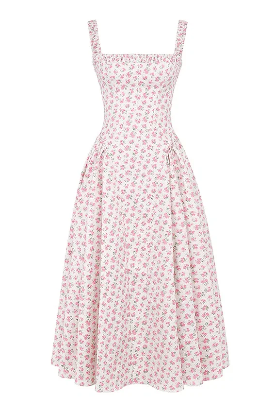 Dorothy White Rosebud Print Cotton Midi Sundress Dorothy White Rosebud Print Cotton Midi Sundress