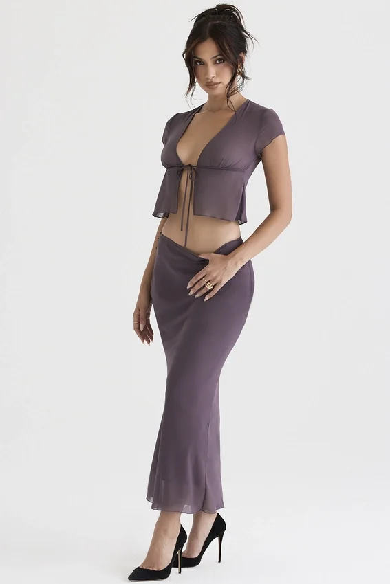 Dyana Dark Mauve Bias Cut Maxi Skirt Dyana Dark Mauve Bias Cut Maxi Skirt