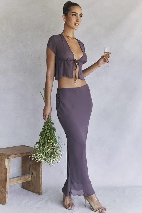Dyana Dark Mauve Bias Cut Maxi Skirt Dyana Dark Mauve Bias Cut Maxi Skirt