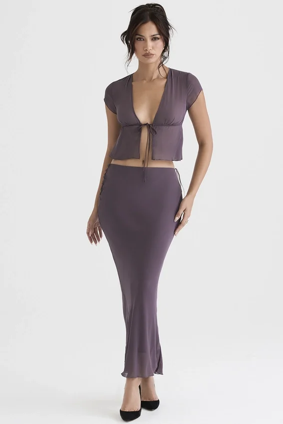 Dyana Dark Mauve Bias Cut Maxi Skirt Dyana Dark Mauve Bias Cut Maxi Skirt