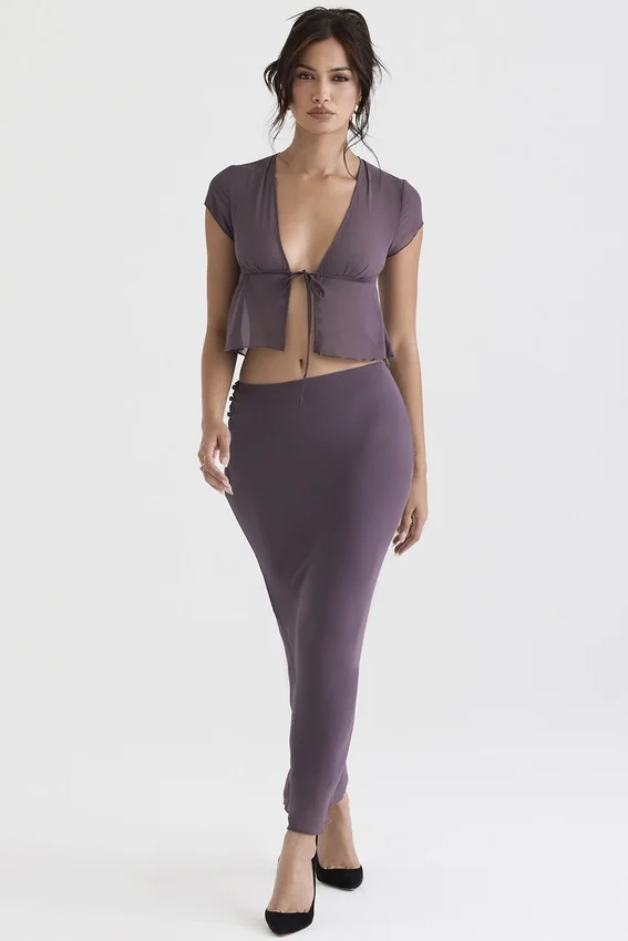 Dyana Dark Mauve Bias Cut Maxi Skirt Dyana Dark Mauve Bias Cut Maxi Skirt