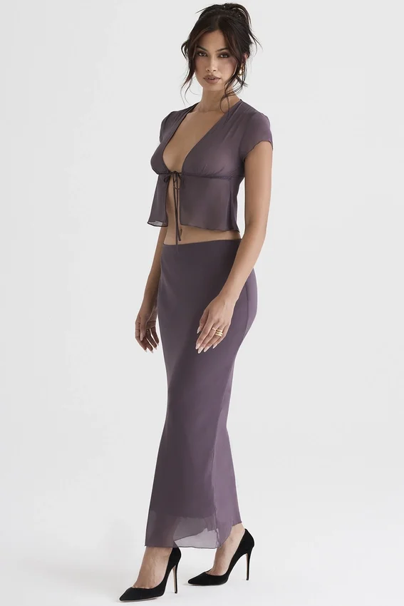 Dyana Dark Mauve Bias Cut Maxi Skirt Dyana Dark Mauve Bias Cut Maxi Skirt