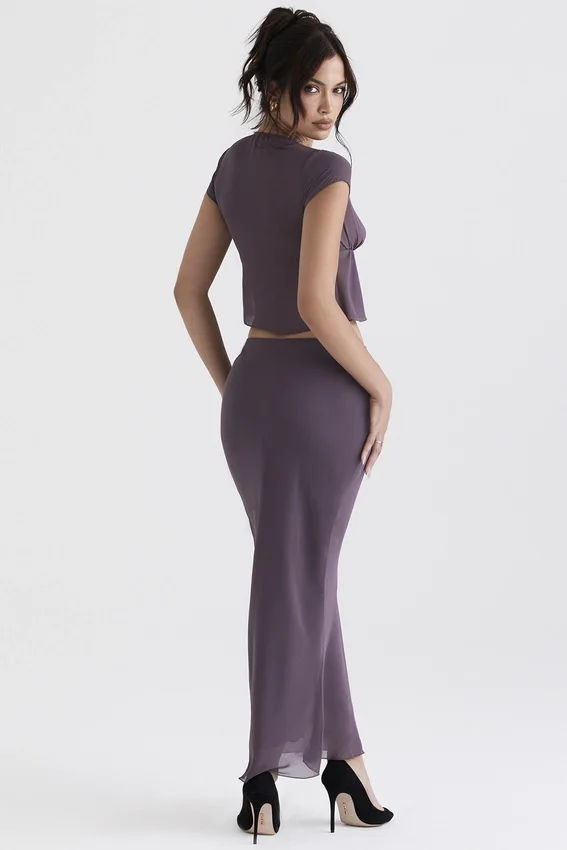 Dyana Dark Mauve Bias Cut Maxi Skirt Dyana Dark Mauve Bias Cut Maxi Skirt