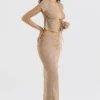Dyana Shimmer Cafe Au Lait Bias Cut Maxi Skirt Dyana Shimmer Cafe Au Lait Bias Cut Maxi Skirt