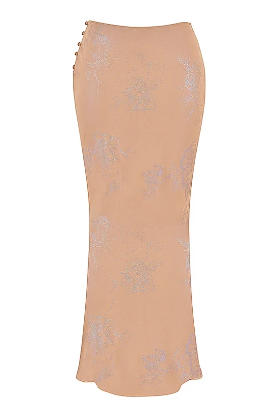 Dyana Shimmer Cafe Au Lait Bias Cut Maxi Skirt Dyana Shimmer Cafe Au Lait Bias Cut Maxi Skirt