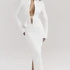 Eden White Cotton Twill Maxi Skirt