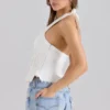 Elana White Stretch Cotton Halter Neck Corset Top