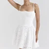 Elara White Broderie Anglais Mini Dress Elara White Broderie Anglais Mini Dress