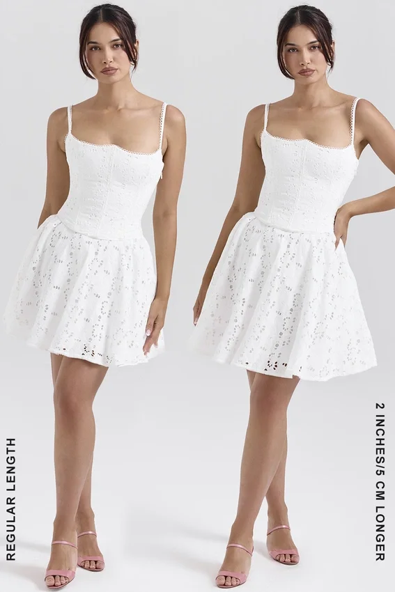 Elara White Broderie Anglais Mini Dress Elara White Broderie Anglais Mini Dress