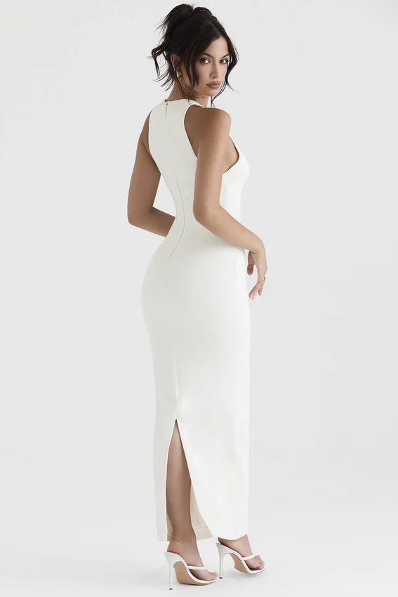 Eleanora Ivory Plunge Maxi Dress Eleanora Ivory Plunge Maxi Dress
