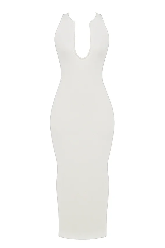 Eleanora Ivory Plunge Maxi Dress Eleanora Ivory Plunge Maxi Dress