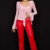 Elenaora Scarlet Vegan Leather Trousers